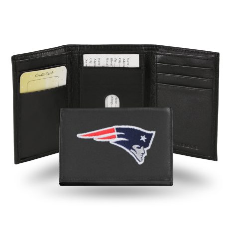 NFL New England Patriots Leather Trifold Wallet with Embroidered Logo for Indian Fans.