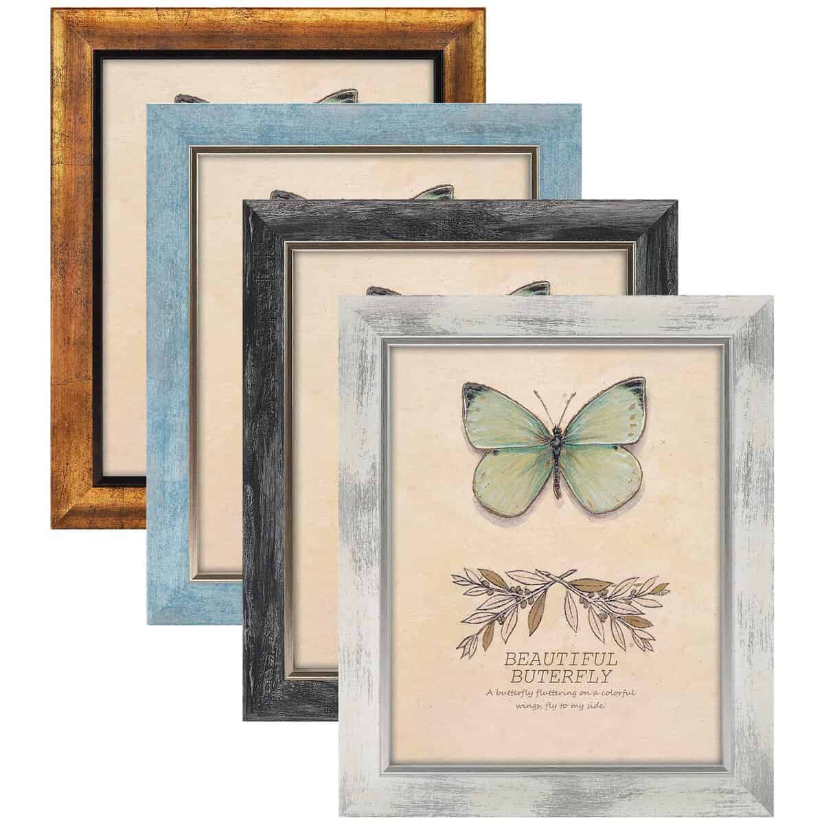 XUANLUO 8x10 Picture Frames Set of 4 Rustic Retro Photo Frame with Tempered Glass Wall Mount and Tabletop Display Family Friends Wedding Gift