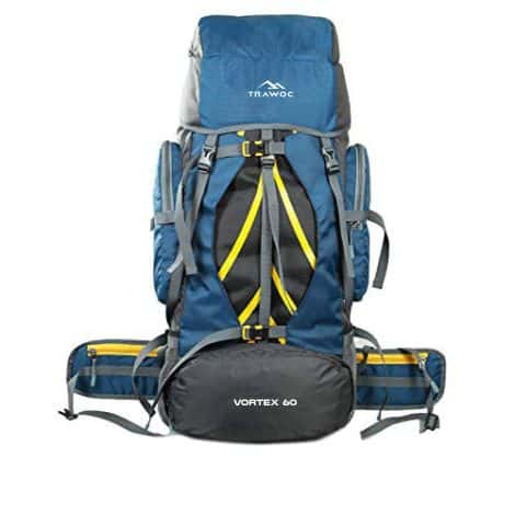 TRAWOC 60 Liter Travel Backpack with Trekking Bag, 3-Year Warranty, in Vibrant Blue, for Indian travelers.