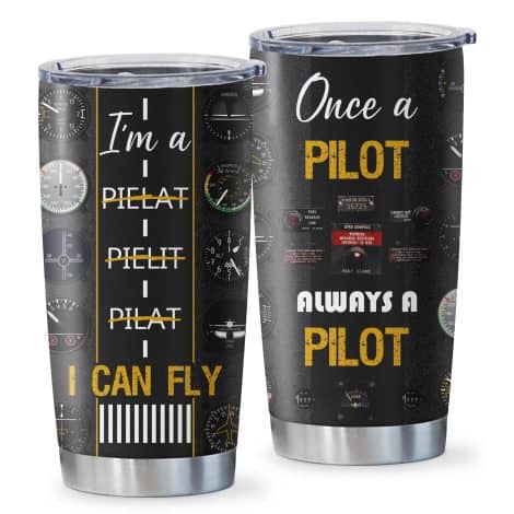 Aviation-themed 20oz tumbler for men, a perfect gift for Indian pilots’ graduations, birthdays, or Christmas.