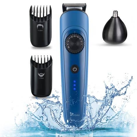 Syska HT950 BeardPro Trimmer: Fast charging, long battery life, 360° grooming from head to nose, in Blue.