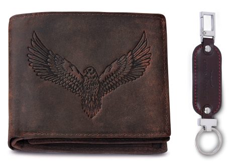 Vintage Brown Leather Wallet & Keychain Gift Set for Men from URBAN FOREST – Zeus Collection.