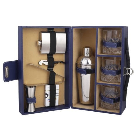 Complete Bar Accessories Set in a Compact Briefcase, Perfect for Picnics, Travel, Cars & Whiskey Lovers.