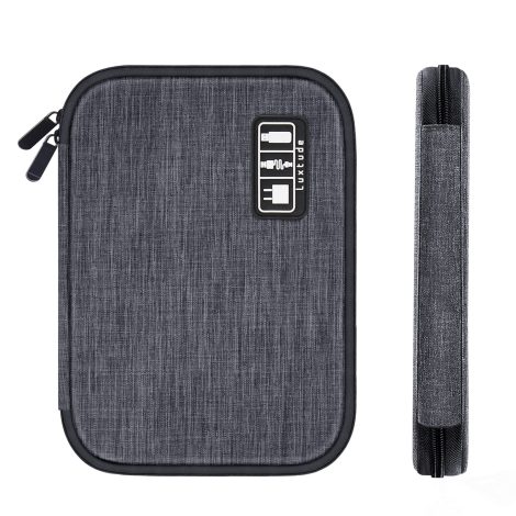 Travel bag for organizing electronics and cords, perfect for storing phone, USB, SD cards, and charger. (Gray)