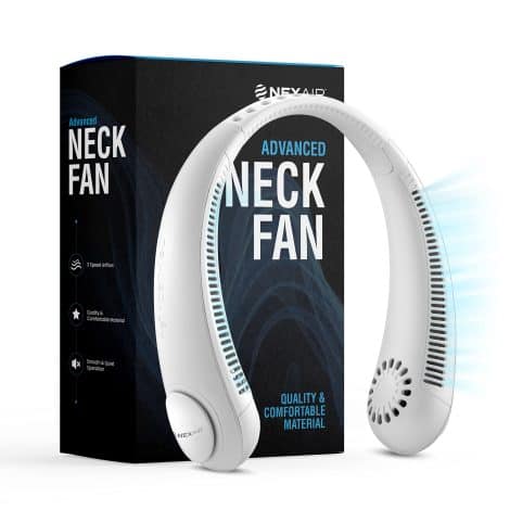 NEXAIR Portable Neck Fan – Rechargeable Bladeless Neck Cooler. Comfortable lightweight design, perfect for traveling, outdoors & sports.