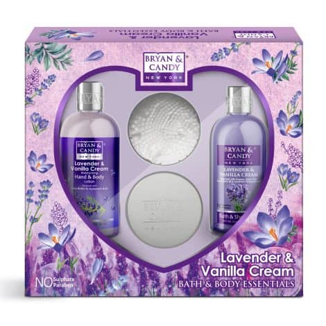 Bryan & Candy Christmas Kit with Lavender Vanilla Cream! Shower, moisturize, and exfoliate with love! (3-pack)