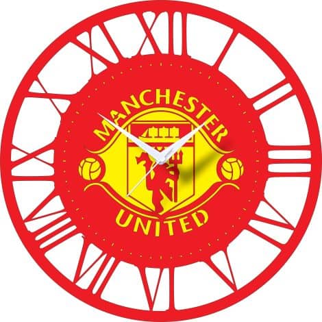 MUFC Football Designer Wooden Crest Wall Clock for Indian homes or offices. GGMU United!