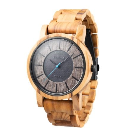 Natural, 100% Wood Men’s Watch with Solar Power. Perfect Gift. Japanese Quartz Movement. (Olive)