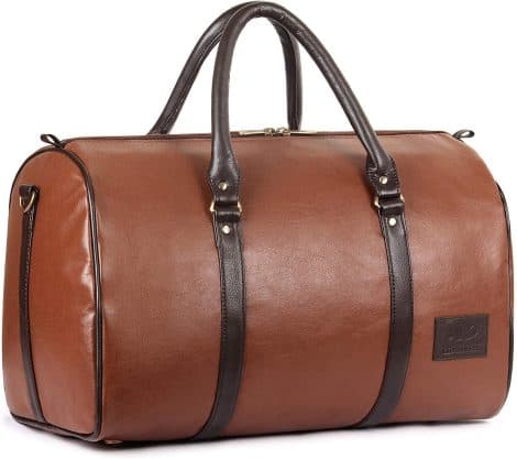 THE CLOWNFISH Browny 36 liters Faux Leather Travel Duffle Bag for Men, ideal for Indian travelers (Rust Brown).