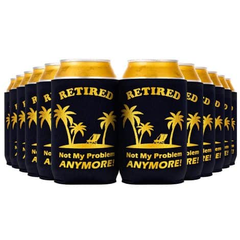 Retirement Party Beer Sleeves: Crisky’s Insulated Drink Holders, perfect for celebrating retirement with style!