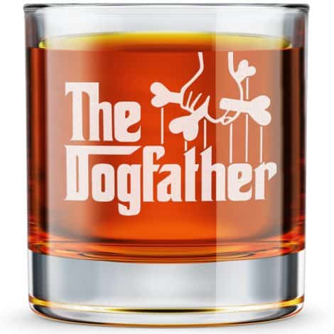 Whiskey Glass with funny dog-themed design, perfect Father’s Day gift for dog-loving Indian men.