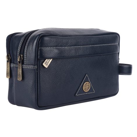 HAMMONDS FLYCATCHER Travel Kit in Royal Blue: Genuine Leather Toiletry Bag for Men and Women.