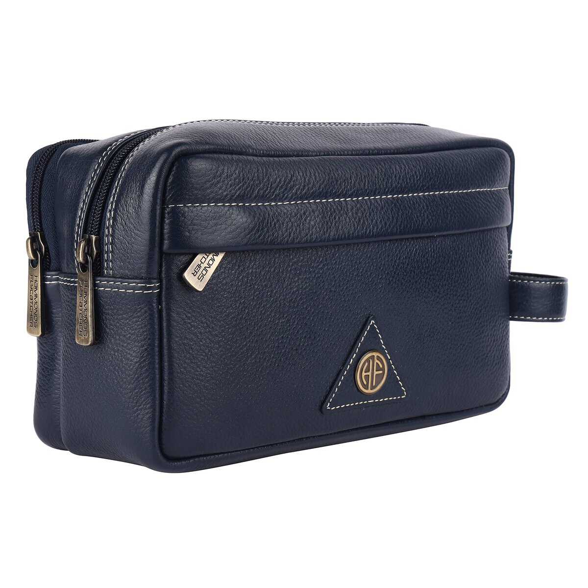 HAMMONDS FLYCATCHER Toiletry Bag for Men and Women -Genuine Leather Travel Organizer with Multiple Compartments -Royal Blue Toiletry Shaving Kit for Men -Toiletry Organizer & Cosmetics Pouch for Women