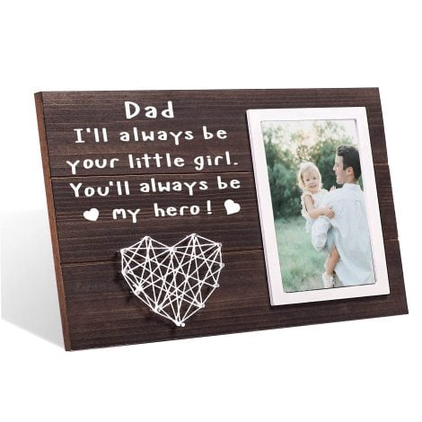 Wooden tabletop photo frame for fathers, perfect gift from daughter for Father’s Day or birthdays. (Dark)