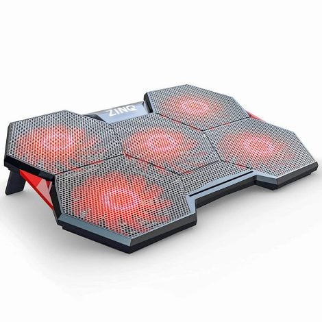 Zinq Technologies 5-Fan Cooling Pad and Laptop Stand with Adjustable Height and USB Ports.