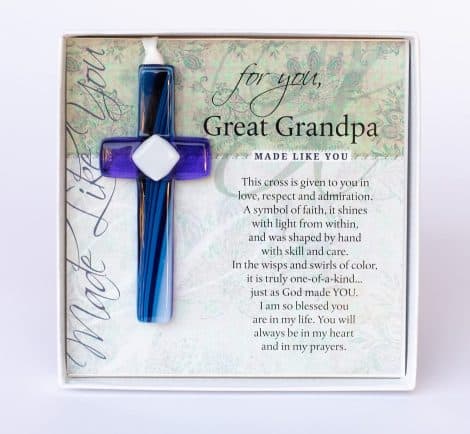 Grandparent Gift Co. Blue Cross for Great Grandpa, Designed with Love, Exclusively for You.