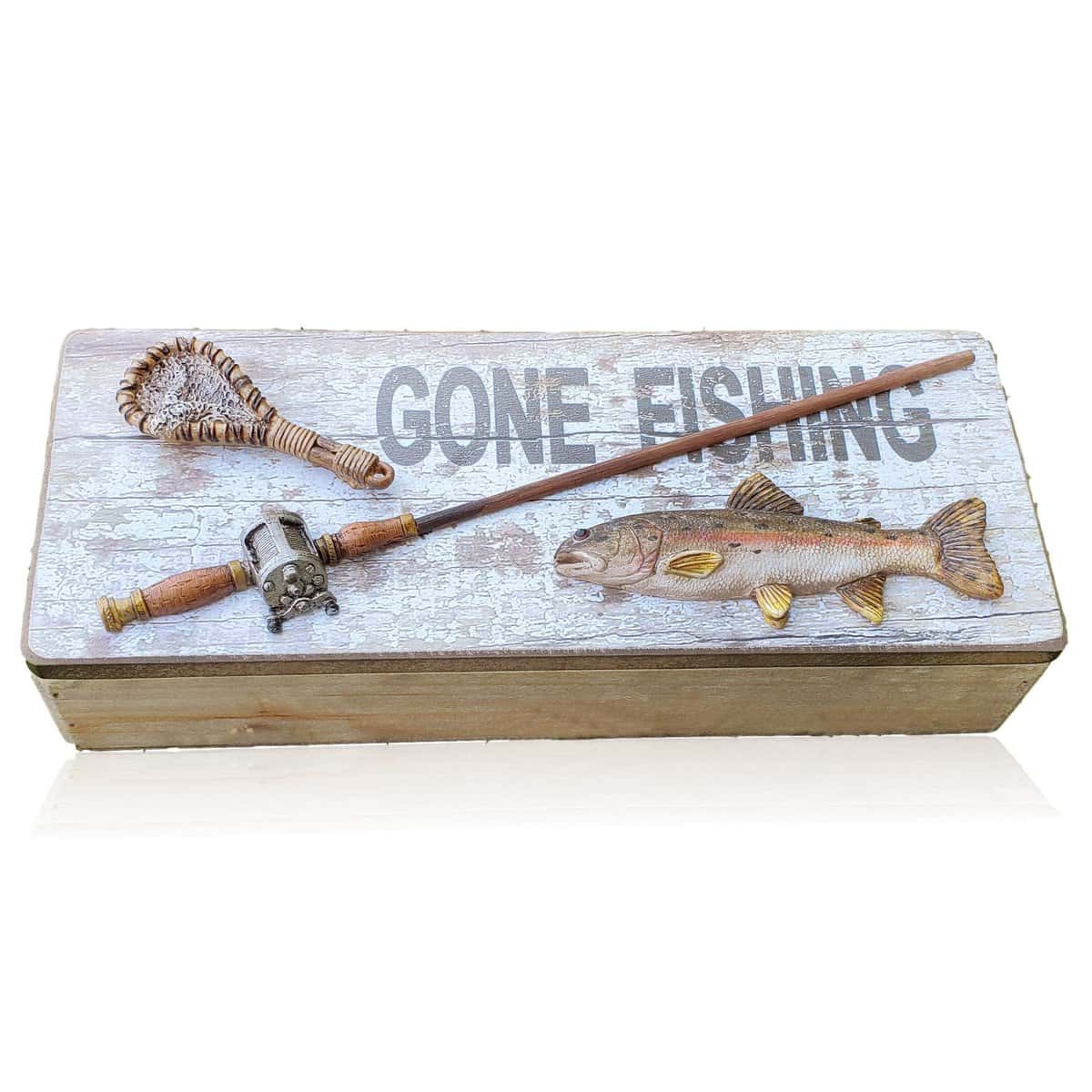 Tumbler Home | Gone Fishing Box | Holds Coins - Keys - Wallet - Gift Card | Father's Day