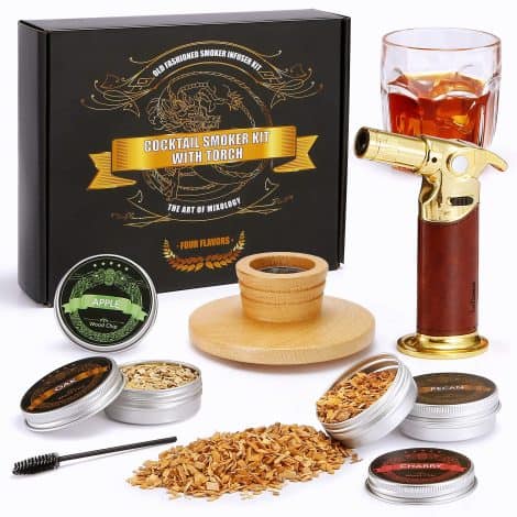 Wood Chip Cocktail Smoking Kit with Torch, Perfect for Indian Whiskey Lovers, Food Enthusiasts, and Gifting.