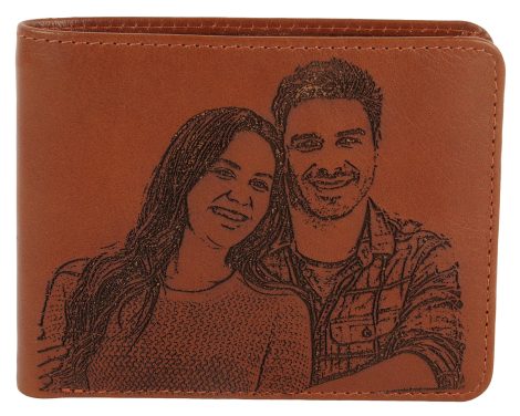 Customizable Men’s Wallet with Engraved Photo | Exquisite Handmade Leather | RFID-Protected | Ideal Gift for Men | Brown