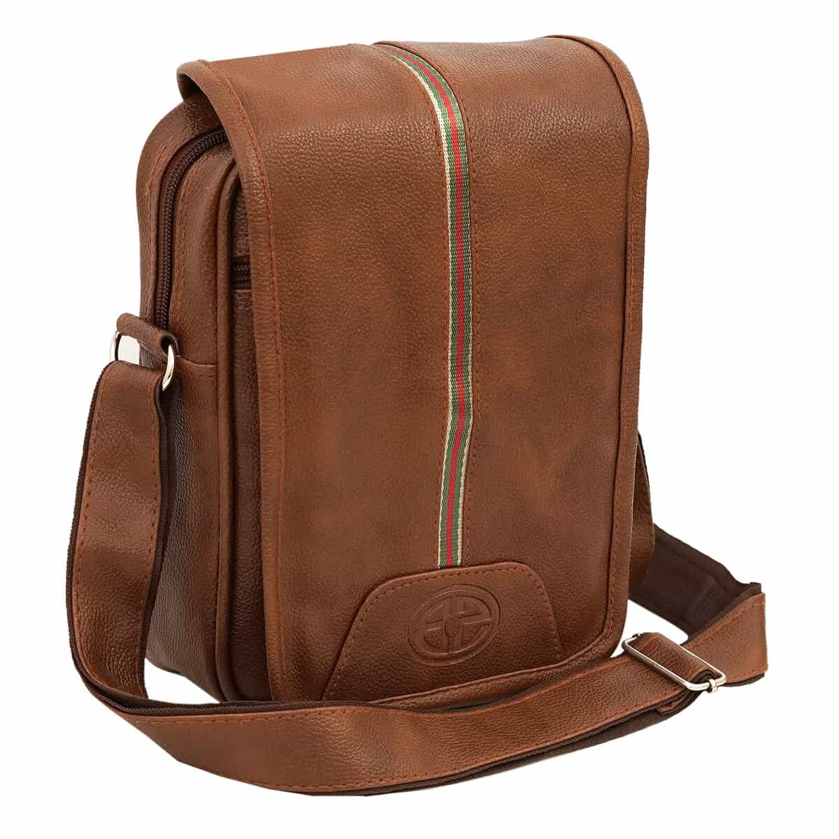 Storite Stylish Small PU Leather Sling Cross Body Travel Office Business Messenger One Side Shoulder Bag for Men & Women (18x6x25.5 cm, Coffee Brown)