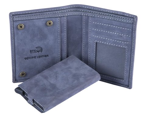 Authentic Leather Wallet for Men with Removable Card Holder, in Classic Navy Shade (Vintage Navy)