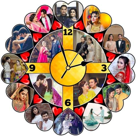 Shri Kanth Art® Wedding Collage Clock: Perfect photo frame gift for husband and fiance, displaying best memories.