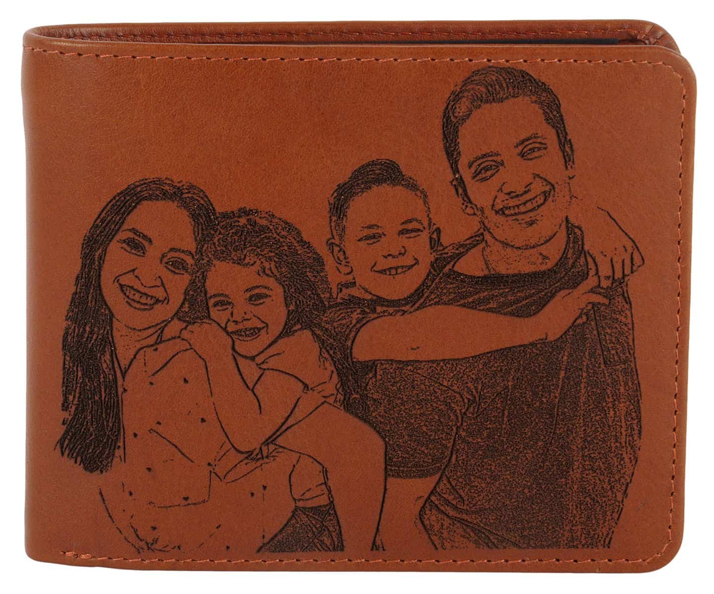 Karmanah Personalized Men's Wallet with Photo Engraving | Finest Handcrafted Leather Wallet | RFID-Protected Leather Wallet | Brown