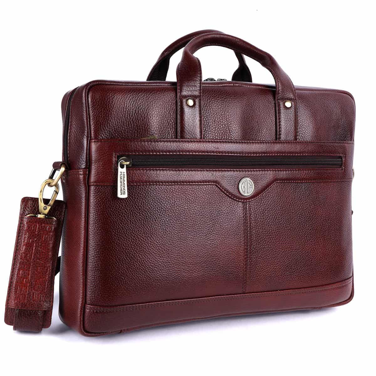 HAMMONDS FLYCATCHER Laptop Bag for Men - Genuine Leather Office Bag with Multiple Compartments - Fits 14/15.6/16 Inch Laptop Bag - Messenger and Shoulder Bag for Travel - Water Resistant - Brown