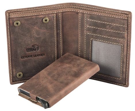 Men’s Manchester RFID Genuine Leather Wallet with Detachable Card Case, in Redwood Brown, Gift Boxed.