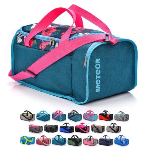 meteor Sports bag for all genders and ages, versatile travel companion, stylish, spacious, and available in Pink/Blue Flowers