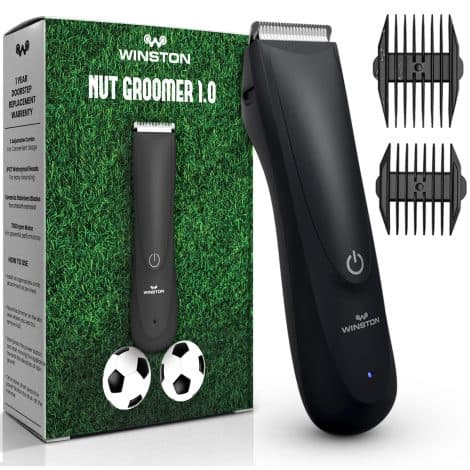 Winston Nut Groomer 1.0 – The Perfect Trimmer for Indian Men, with No-Cut Blade, Rechargeable & Waterproof – Black.