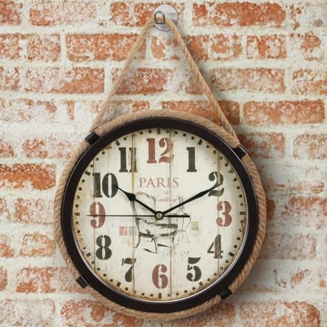 Antique-inspired 11-inch wall clock with vintage rope, ideal for Indian homes and various spaces.