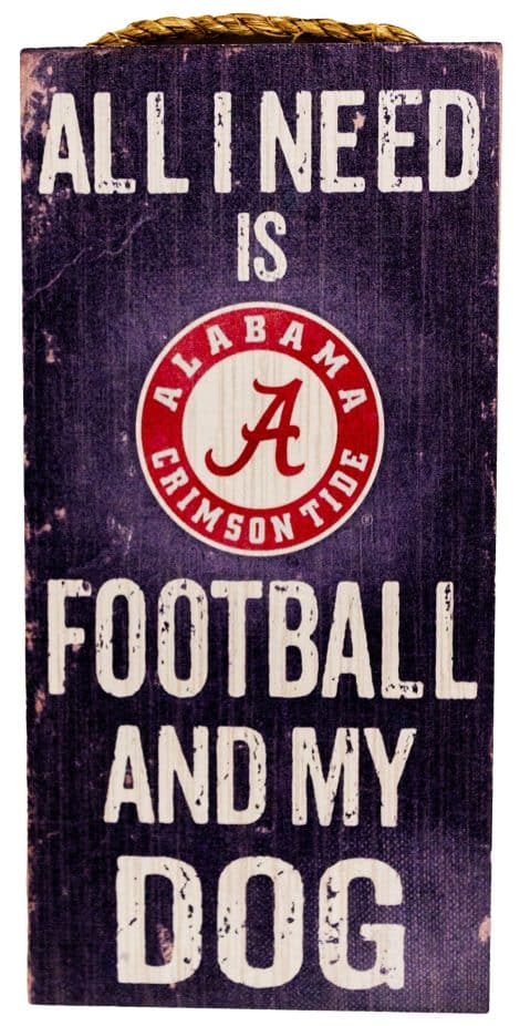 Football and My Dog Wood Sign – Show Your Love for Alabama Crimson Tide.