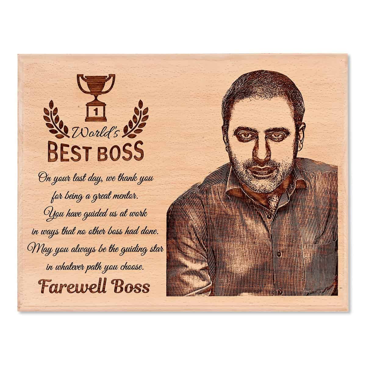 GFTBX Farewell Gift For Colleagues or Boss - Personalized Engraved Wooden Photo Frame With Photo Customized Gifts For Office Colleague (16x12 Inches, Wood)